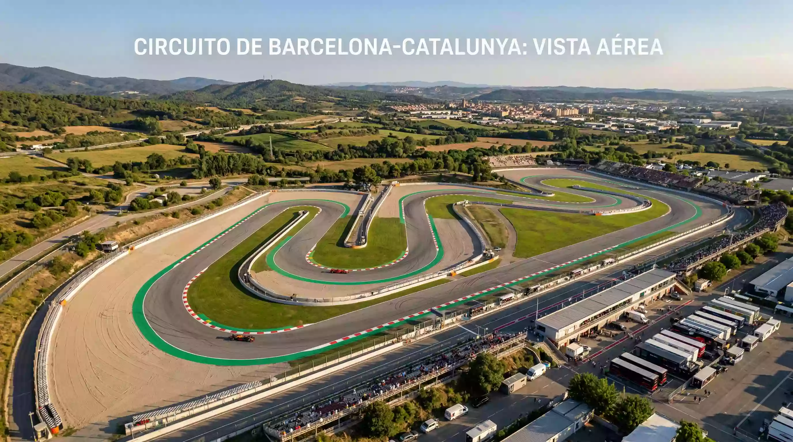 Vista aérea de un circuito de Fórmula 1 con zonas de adelantamiento marcadas