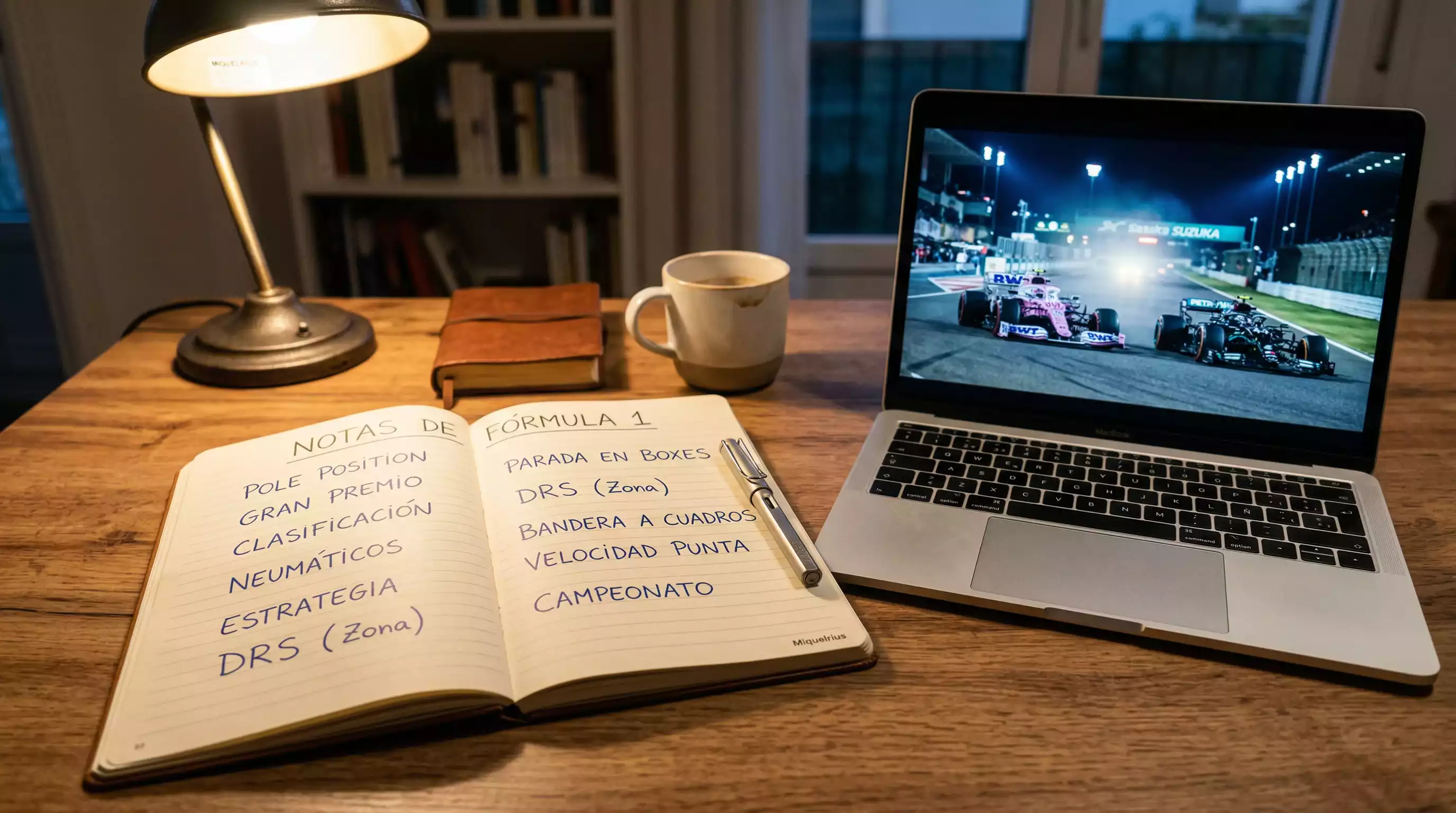 Libro abierto con términos de apuestas de Fórmula 1